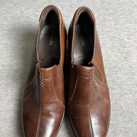 Clarks Partridge Brown Heeled shoe's Clogs slip on 80443 Women's Size 9M - Picture 3 of 10